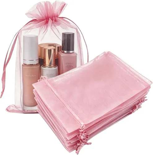 Miniatura 29 de Paquete de 50 bolsas de organza de regalo con cordón verde de 4 x 6 pulgadas para baby shower, Navidad, cumpleaños de bebé, recuerdo de fiesta