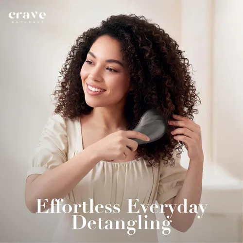 Miniatura 4 de Crave Naturals Cepillo para desenredar el cabello grande negro – Cepillo deslizante para desenredar el cabello para mujeres, niños y bebés – Cuidado