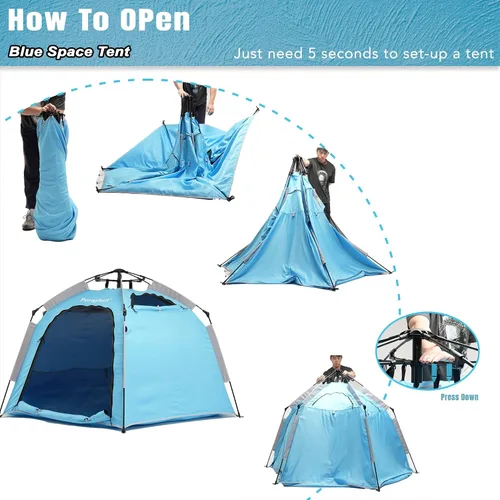 Miniatura 8 de Tienda de campaña hexagonal portátil para niños con tira de luces LED para interiores, casa de juegos para niños, tienda de campaña de ensueño
