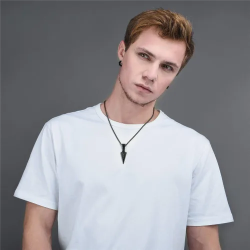 Miniatura 2 de U7 - Collar con colgante de acero inoxidable para hombre, diseño de punta de lanza, punta de flecha, dientes de lobo, con servicio de grabado
