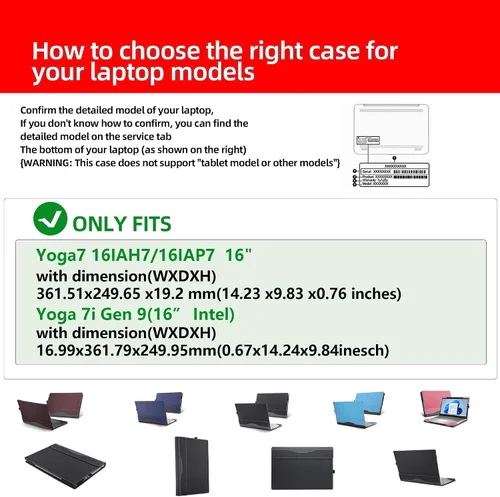 Miniatura 4 de Funda para portátil 2023 Yoga 7i 16 "(Yoga 7 16IRL8 16IAH7 16IAP7 16AHP9 16IM9) Funda desmontable para portátil 2 en 1 (azul)