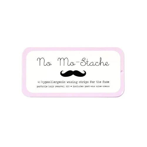 No mo-stache Tiras de cera para labios y cara, kit de depilación, 40 tiras de uso individual aptas para viajes, veganas, sin parabenos, seguras para