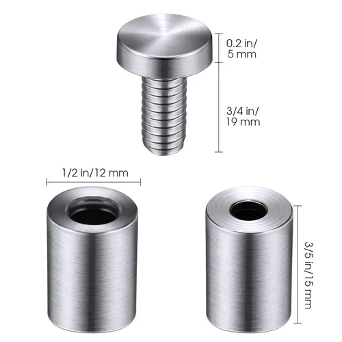 Miniatura 3 de Tornillos de separación de letreros de 1/2 x 3/4 pulgadas, tornillos publicitarios, soportes de pared de acero inoxidable para letreros acrílicos