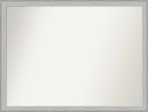 Miniatura 418 de Amanti Art Espejo de baño plateado para sobre fregadero, 25 x 25 pulgadas, espejo de tocador cuadrado estrecho de níquel cepillado, marco de madera
