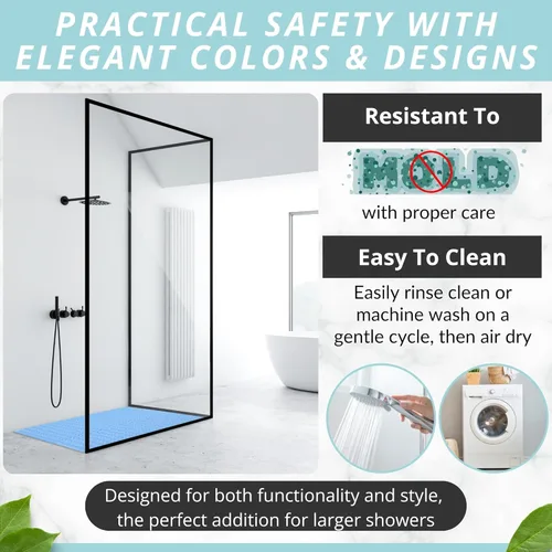 Miniatura 5 de ENKOSI Tapete de ducha extra grande antideslizante – 47 x 32 pulgadas – Tapete de ducha de baño XL – Tapetes de ducha grandes para suelos de ducha