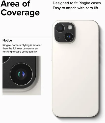Miniatura 7 de Ringke Estilo de cámara [Haz que el teléfono se vea mejor] Compatible con protector de lente de cámara iPhone 15 y protector de lente de cámara