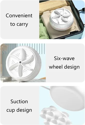 Miniatura 3 de MiJob Turbo Spinning Compatible para Mini Lavadora Lavadora Portátil Lavadora Ultrasónica Ropa