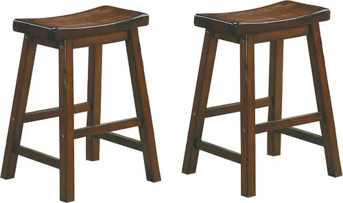 Miniatura 15 de Lexicon Saddleback - Juego de 2 taburetes de cocina de madera maciza, taburetes de cocina de altura para comedor, opciones de asiento de silla sin