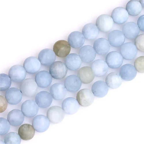 JOE FOREMAN Cuentas esmeriladas mate de aguamarina azul de 0.472 in para hacer joyas, piedras preciosas naturales semipreciosas, redondas de 15