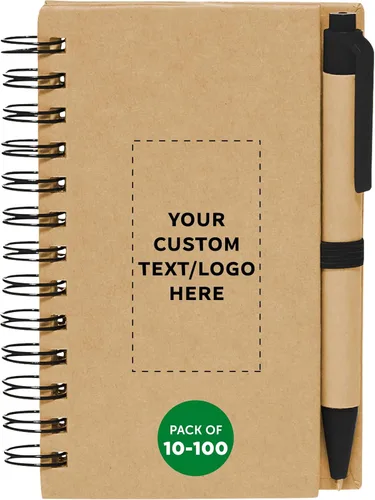 Miniatura 2 de DISCOUNT PROMOS Juego de 1 mini cuadernos en espiral personalizados con bolígrafos de tinta negra, paquete personalizado a granel, perfecto