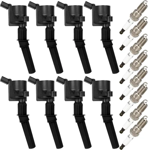 ROADFAR Bobinas de encendido Paquete de 8 bujías de iridio para Ford 4.6L 5.4L V8 DG457 DG472 DG491 Corona para F-150 para F-250 para Mustang para