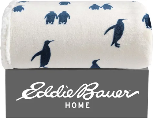 Miniatura 7 de Eddie Bauer - Manta de forro polar cepillado y ropa de cama Sherpa de felpa, manta para sofá y cama (azul pingüino emperador, 50 x 60 pulgadas)