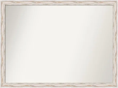 Miniatura 465 de Amanti Art Espejo de baño blanco para sobre el fregadero, 30 x 35 pulgadas, espejo de tocador rectangular estrecho de Eva de oro blanco, marco