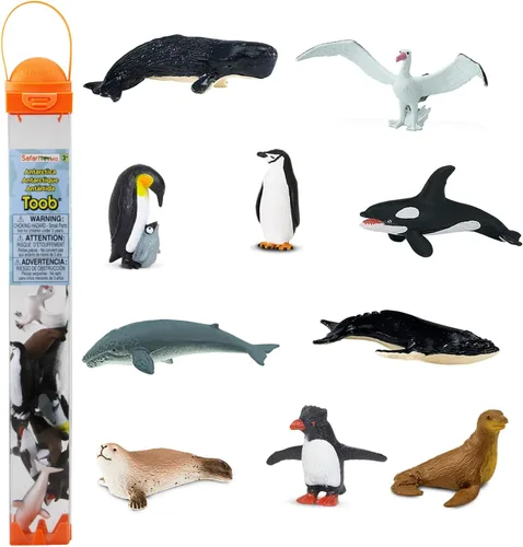 Safari Ltd. Antarctica Toob - Figuras de juguete de pingüinos, ballenas, focas y más, juego educativo divertido para niños, niñas y niños mayores de