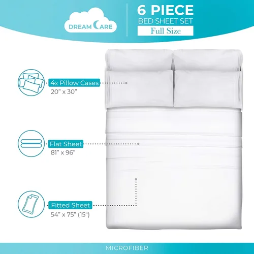 Miniatura 4 de DREAMCARE Sábanas Tamaño Full - Sábanas Refrescantes para Cama - Juego de 6 piezas - Juego de Sábanas Full - Sábanas Tamaño Full - Juegos de Sábanas