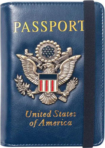 Miniatura 16 de Funda para pasaporte de alta calidad para viajes, con bloqueo RFID, delgada, duradera y apta para viajes, cartera para pasaporte mantiene tus