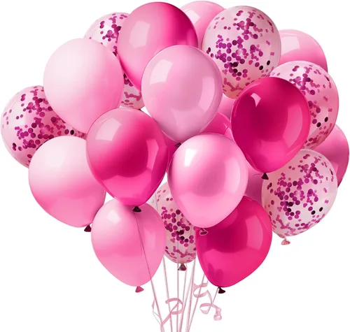 Miniatura 11 de KatchOn, Juego de 60 globos rosa cromado, 12 pulgadas, paquete de 2 Decoración de fiesta rosa Decoraciones de cumpleaños de princesa para mujer