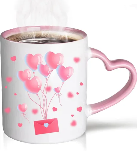 Miniatura 9 de Taza de café que cambia de color Caliamary, divertida taza de café con diseño de gato que cambia de color en cerámica, taza de café sensible al