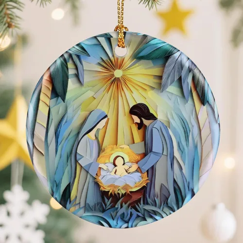 Miniatura 7 de Adorno de Cruz Católica, Adornos de Navidad Cristianos, Adornos de Árbol de Navidad, Decoración Religiosa de Vacaciones Regalos para Cristianos