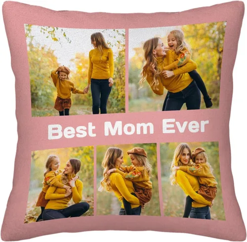 Miniatura 2 de Best Mom Ever Custom Pillowcase – Personalized Photo Collage Throw Pillow Cover, Gift for Family, Couples, Christmas, Valentine's Day, Birthday & 5