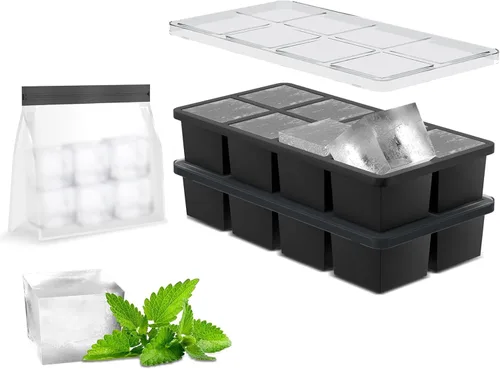 Miniatura 9 de Samuelworld Moldes grandes de silicona para cubitos de hielo, paquete de 2, cubos grandes de 2 pulgadas, grado alimenticio, flexibles, 8 cavidades