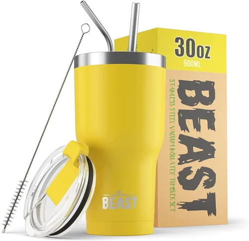 Miniatura 12 de Beast Vaso Térmico de 30 oz de Acero Inoxidable con Aislamiento al Vacío para Café y Hielo de Doble Pared Termo de Viaje (Rojo Arándano)