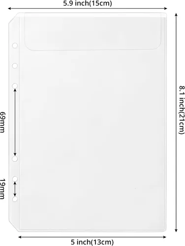 Miniatura 2 de 12 bolsillos transparentes A5 para carpeta, 6 agujeros, sin cremallera, para planificador, presupuesto, ahorro, registro financiero, organización