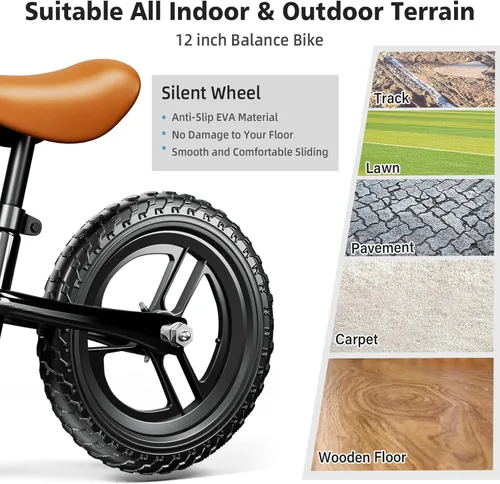 Miniatura 5 de Bicicleta de Equilibrio con Luces de Color 12 Pulgadas sin Pedal para Niños, Edad de 24 Meses a 5 Años, Bicicleta de Equilibrio Ligera y Estable