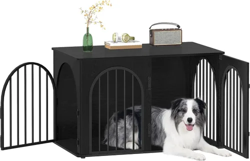 Miniatura 21 de Hzuaneri - Muebles de madera para perros de 26.8 pulgadas, jaula de interior para perros pequeños, jaulas resistentes decorativas para mascotas