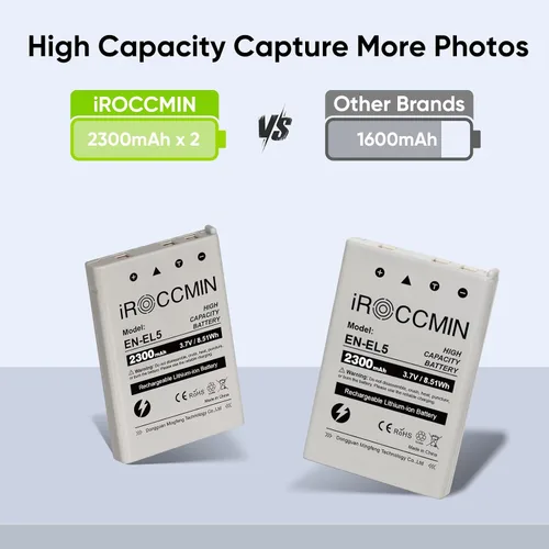 Miniatura 3 de 2 baterías de repuesto EN-EL5 de 2300 mAh para Nikon Coolpix 3700, 4200, 5200, 5900, 7900, P3, P4, P80, P90, P100, P500, P510, P520, P530, P5000