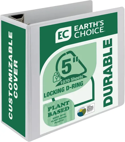 Miniatura 5 de Samsill Earth's Choice - Carpeta a base de plantas resistente de 3 anillos en D de 1.5 pulgadas con bloqueo de un solo toque, a base de plantas