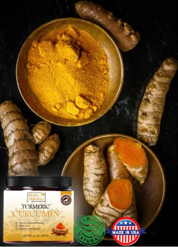 Miniatura 2 de Reddy Naturals Curcumina en polvo de cúrcuma con piperina de pimienta negra, 95% curcuminoides, sabor a miel, apoyo articular y de movilidad, mezcla