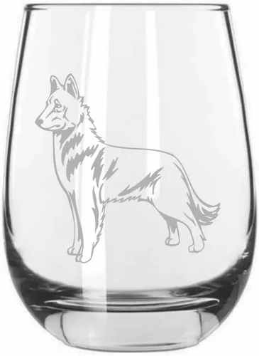Miniatura 120 de Sakhalin Husky Dog - Copa de vino grabada personalizada de 15.25 onzas sin tallo
