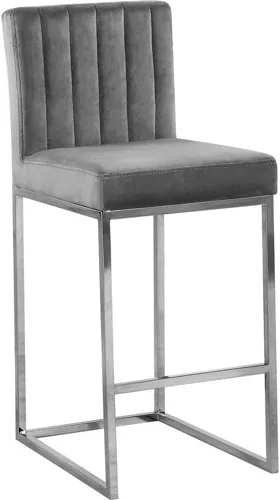 Miniatura 11 de Meridian Furniture Giselle Collection Modern Taburete de mostrador contemporáneo tapizado de terciopelo, con base de metal cromado pulido, 16