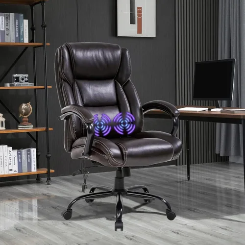 Miniatura 8 de Silla de oficina ergonómica grande y alta, asiento ancho de 500 libras, silla de masaje para oficina en casa, respaldo alto, ajustable, giratoria