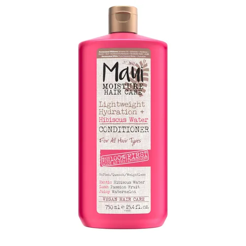 Maui Moisture Hidratación ligera + acondicionador de agua de hibisco, acondicionador nutritivo suaviza y apaga el cabello ondulado y rizado con aloe