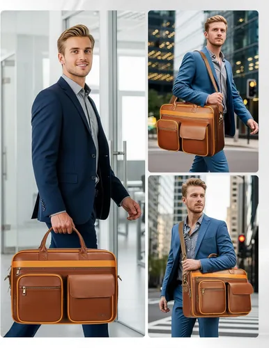 Miniatura 5 de Ytonet Bolsa de mensajero de piel sintética para hombre, maletín vintage de 15.6 pulgadas con compartimento acolchado para laptop, bolsa grande