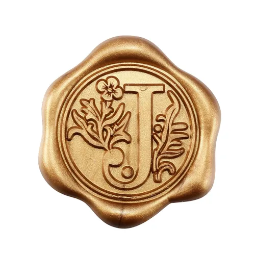 Miniatura 19 de Yoption 50 piezas de pegatinas de sello de cera inicial G, pegatinas de sello autoadhesivas de letra dorada retro antigua para sobres, para bodas