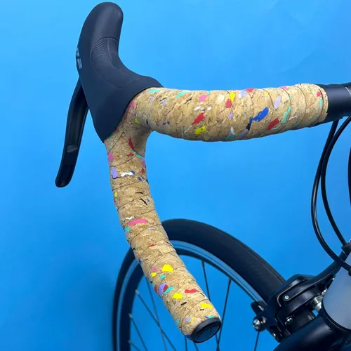 Miniatura 3 de Cinta de corcho para manillar de bicicleta de carretera, 2 rollos, antideslizante, absorción de impactos, cinta de agarre con tapones de barra