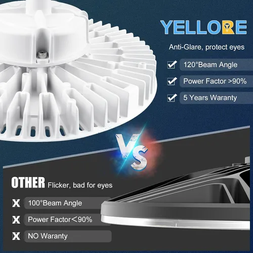 Miniatura 5 de Luz LED de alta bahía de 240W, AC100-277V 33,600LM 0-10V regulable (equivalente a 1200W HID/HPS) UL listado IP65 impermeable 5000K UFO LED luces