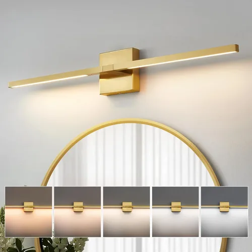 Miniatura 13 de Lámpara de tocador de baño negra de 30 pulgadas, giratoria de 360°, 18 W, regulable, 5CCT, LED, lámpara de baño negra sobre espejo, luces modernas