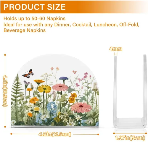 Miniatura 3 de Napkin Holder Vivid Flowers and Butterfly Napkin Holders for Tables, Clear Acrylic Napkin Holders Cocktail Napkin Holder for Kitchen Restaurant Bar