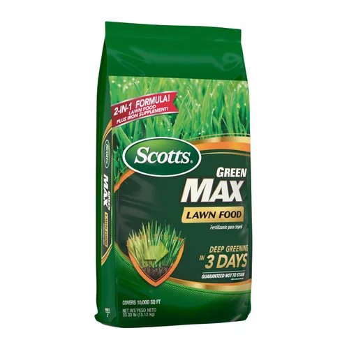 Miniatura 16 de Scotts Green Max Lawn Food, fertilizante para césped y suplemento de hierro para césped más verde, 10,000 pies cuadrados, 33.33 libras.