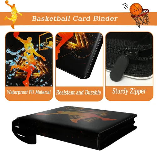Miniatura 3 de Carpeta de Tarjetas de Baloncesto 900 Bolsillos, Porta Tarjetas de Coleccionistas, Álbum de Tarjetas de Baloncesto de 9 Bolsillos con 50 Fundas