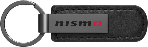 iPick Image Llavero con correa de cuero PU con placa de metal negro Gunmetal para Nissan NISMO, con licencia oficial, Negro -