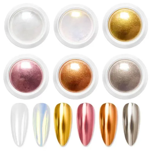 Miniatura 21 de Polvo de uñas cromado y perla, efecto de hadas, polvo de uñas rosa cromado, blanco, perlado aurora, sirena, iridiscente, cromo, polvo, espejo Polvo