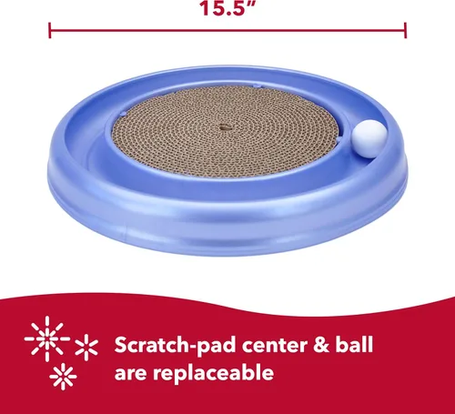 Miniatura 4 de Coastal Pet Turbo Scratcher Juguete para Gatos - Almohadilla Rascadora de Cartón para Gatos con Pista de Pelota de Juguete y Hierba Gatera