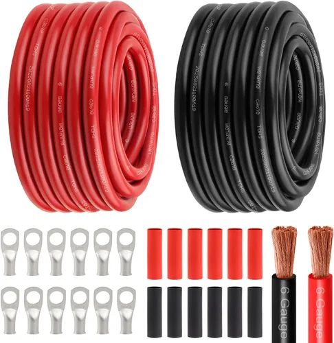 Miniatura 9 de Cable de alimentación de batería de 8 AWG - 5 pies rojo + 5 pies negro, cable de soldadura flexible de calibre 8 de alambre de cobre OFC