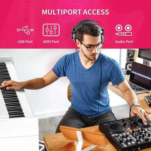 Miniatura 4 de Piano digital con peso de 88 teclas, piano vertical eléctrico con tablero de unidad de 3 pedales, pantalla LCD, teclado multifuncional