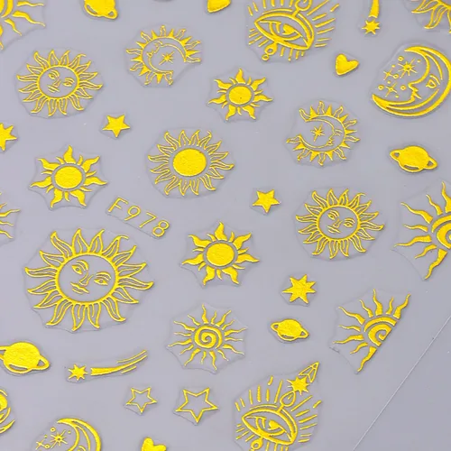Miniatura 6 de Calcomanías de arte de uñas alienígenas, astronauta, tierra, luna, estrella, ovni ojos de cohete, diseños de calcomanías autoadhesivas para uñas